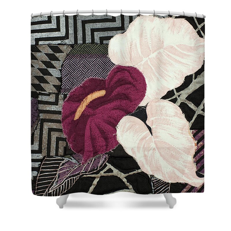 Black Shower Curtain featuring the mixed media Detail Not Everything is Black and White by Vivian Aumond