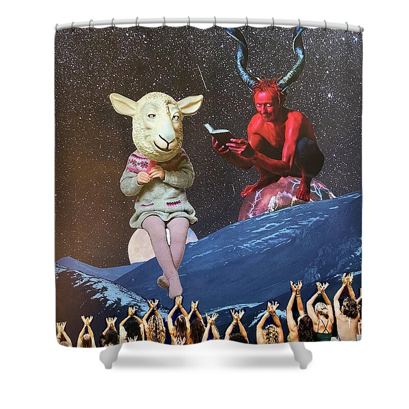 Devil Shower Curtain featuring the mixed media Devil by Tanja Leuenberger