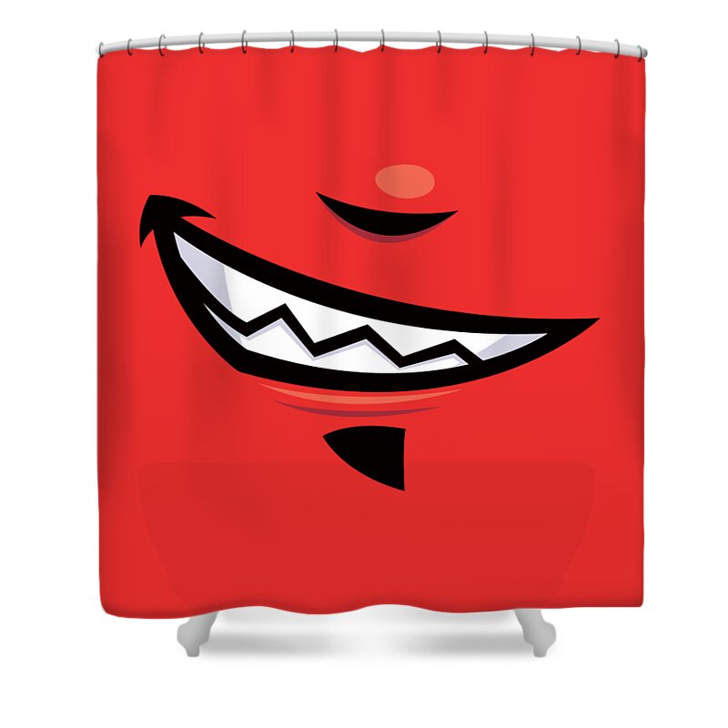 Grin Shower Curtain featuring the digital art Devilish Grin Cartoon Mouth by John Schwegel