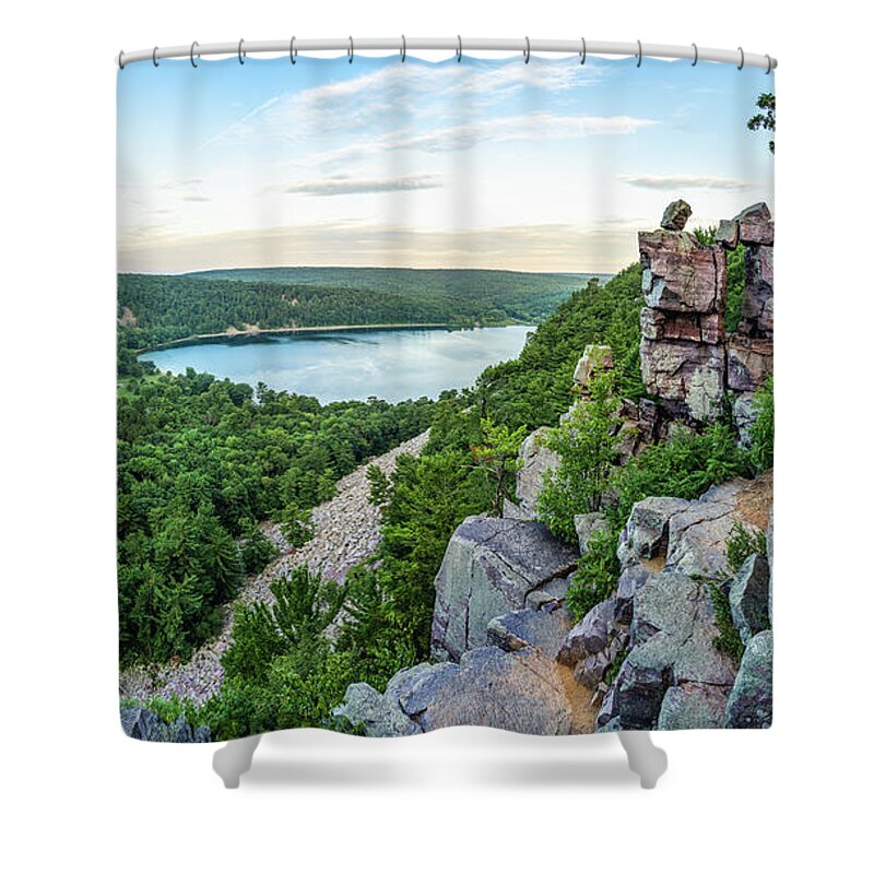 Devils Lake Shower Curtain featuring the photograph Devils Doorway by Brad Bellisle