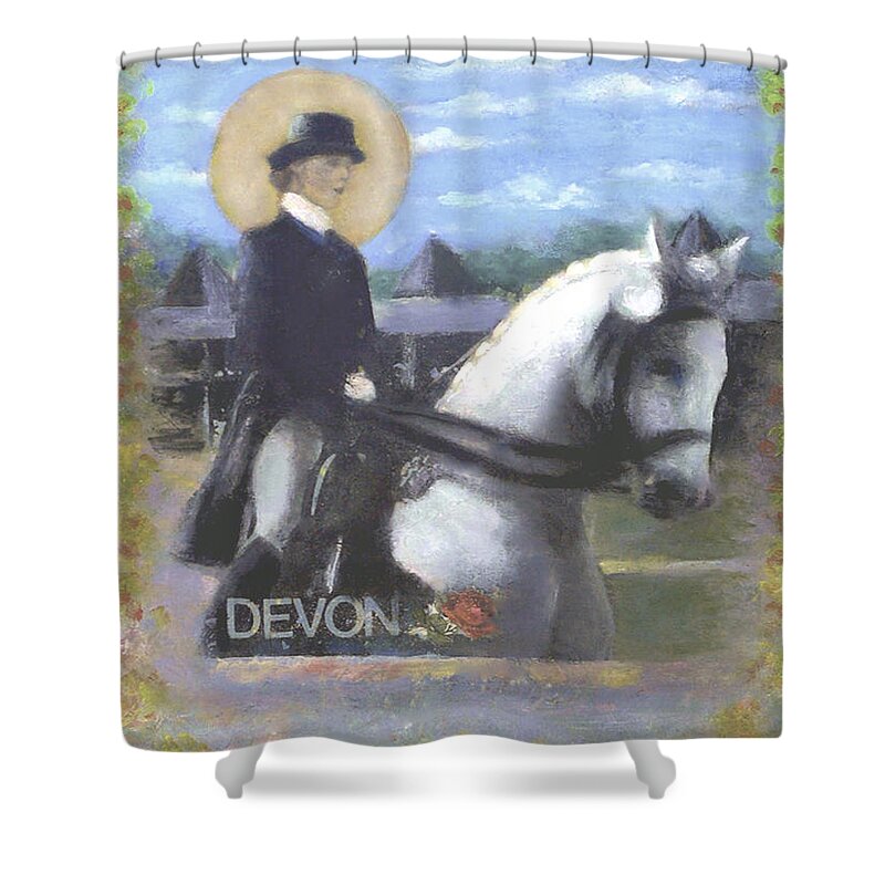 Horse Shower Curtain featuring the painting Devon by Mary Ann Leitch