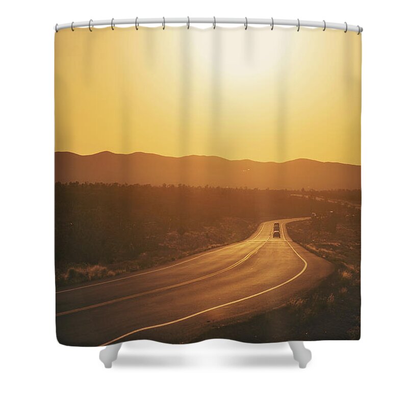 Joshua Tree Shower Curtain featuring the photograph Diamond Bar Road by Ray Devlin