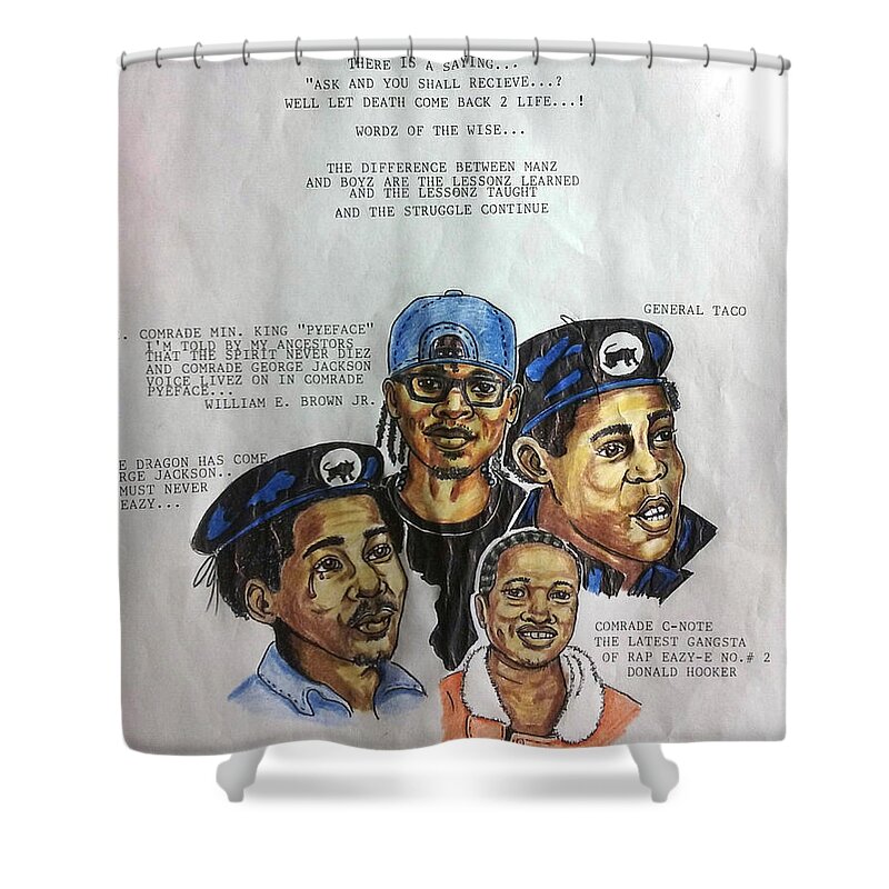 Black Art Shower Curtain featuring the drawing Difference Between Menz and Boyz by Joedee