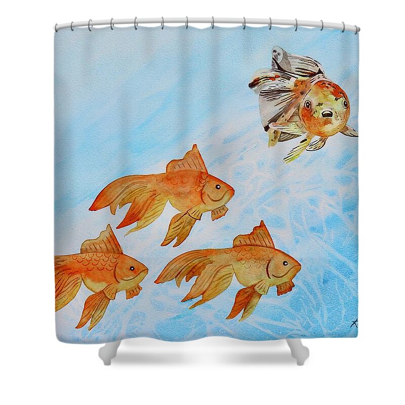 Koi Shower Curtain featuring the painting Different Watercolor by Kimberly Walker