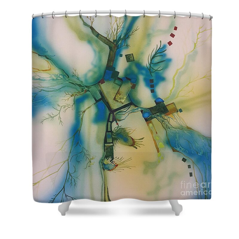 Abstract Shower Curtain featuring the painting Digitalized Vegetation by Donna Acheson-Juillet