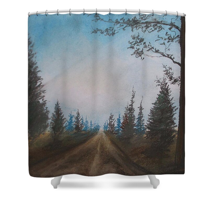 Fate Shower Curtain featuring the painting Dinning To Flight by Jen Shearer