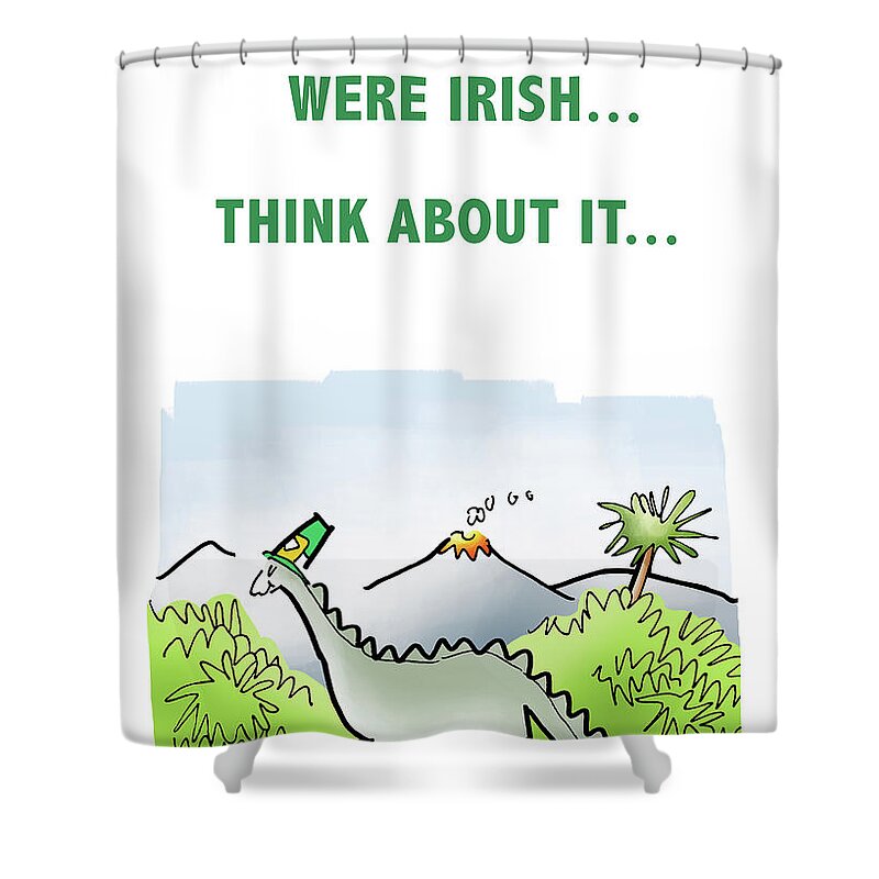Irish Shower Curtain featuring the digital art Dinosaurs by Mark Armstrong
