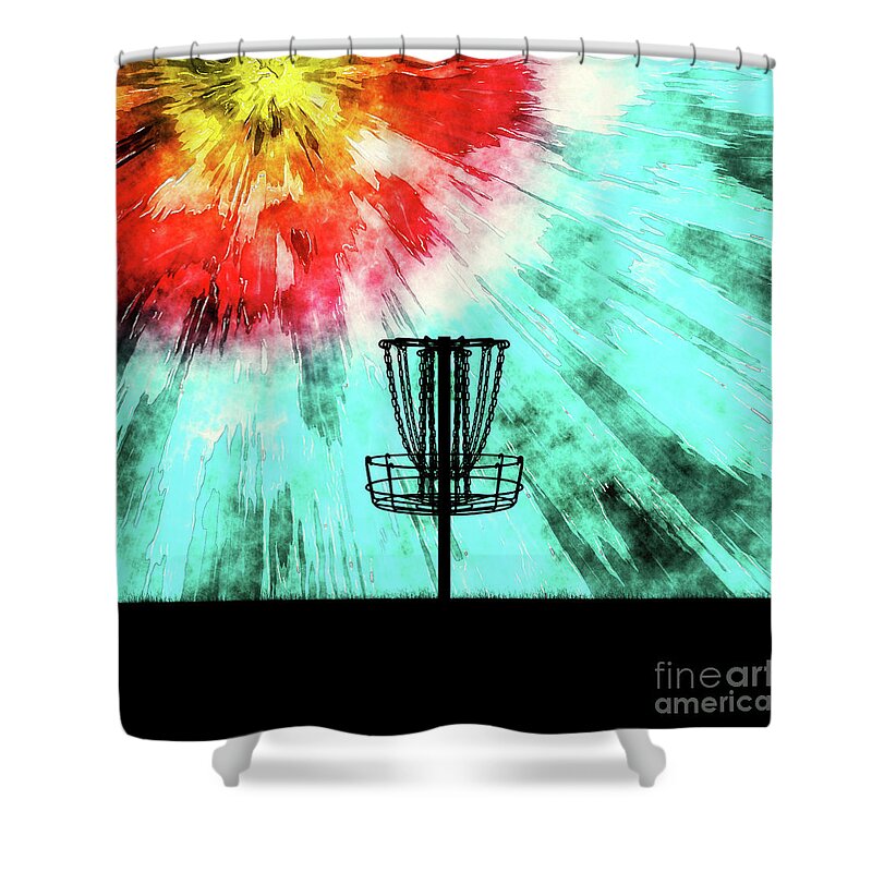 Disc Golf Shower Curtain featuring the digital art Disc Golf Tie Dye by Phil Perkins