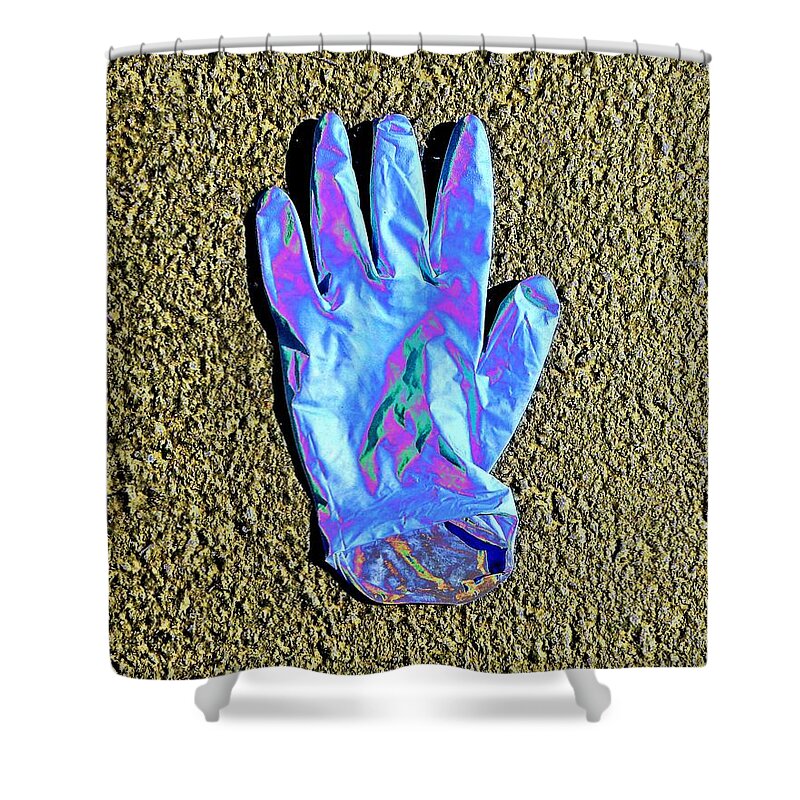 Coronavirus Shower Curtain featuring the photograph Disposable Glove On The Ground by Andrew Lawrence