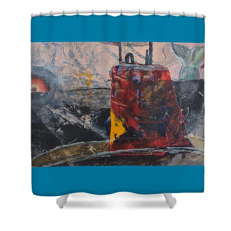 Mixed Media Shower Curtain featuring the mixed media Dive Dive by Suzanne Berthier
