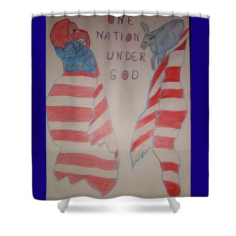 Patriotism Shower Curtain featuring the drawing Division by Suzanne Berthier