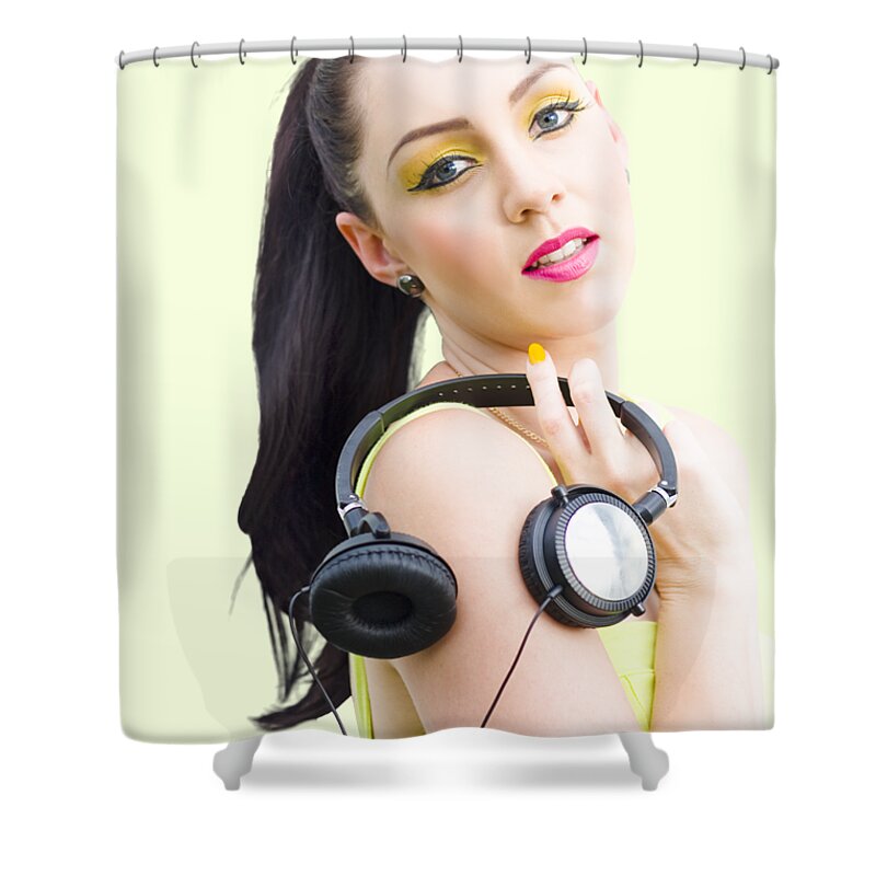 Dj Shower Curtain featuring the photograph DJ Girl by Jorgo Photography