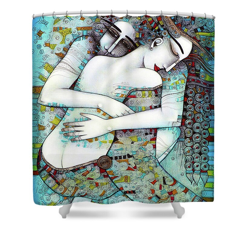 Love Shower Curtain featuring the painting Do not leave me by Albena Vatcheva