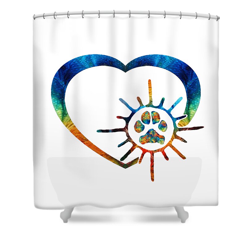 Dog Shower Curtain featuring the painting Dog Love - Colorful Dogs Art - Sharon Cummings by Sharon Cummings
