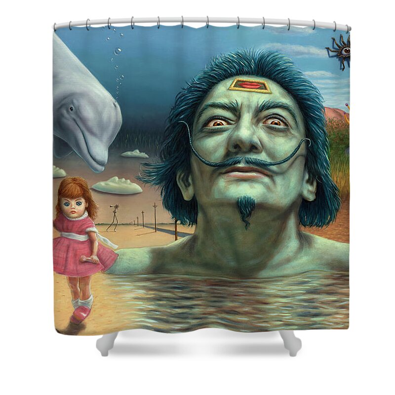 Salvador Shower Curtain featuring the painting Dolly in Dali-Land by James W Johnson