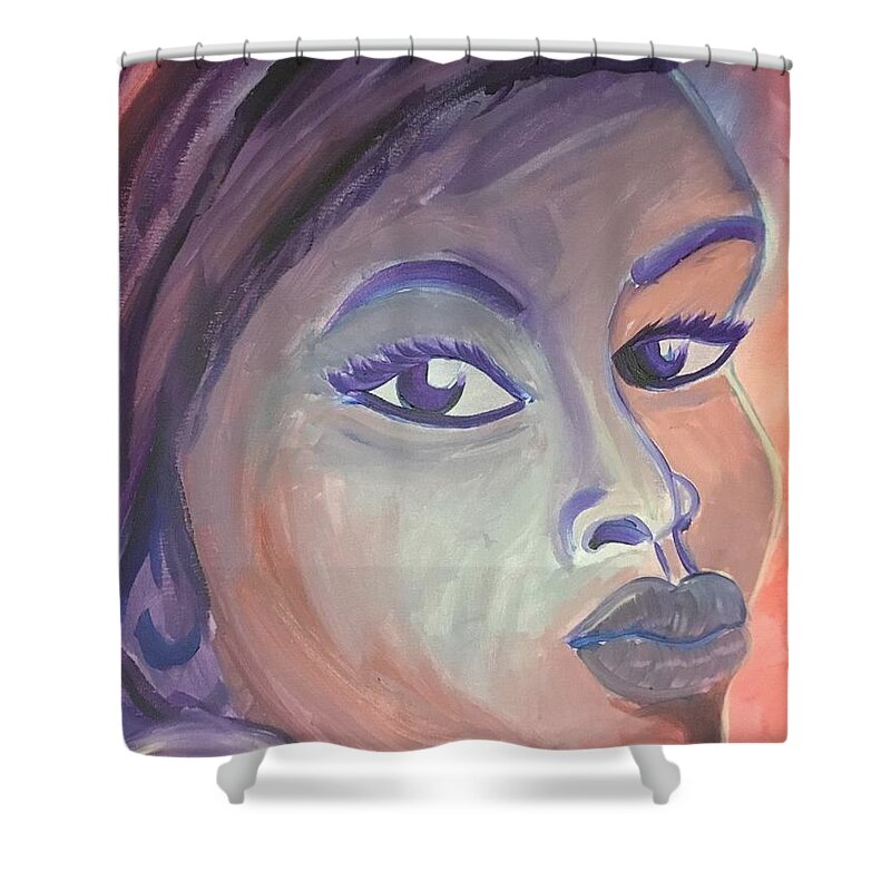Acrylic Painting Shower Curtain featuring the painting Don t Think So by Karen Buford