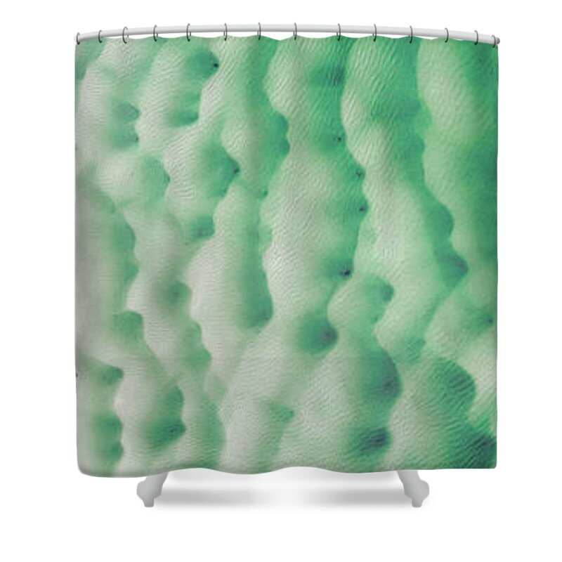Padstow Shower Curtain featuring the photograph Doom sandbar camel river estuary cornwall aerial panorama by Sonny Ryse