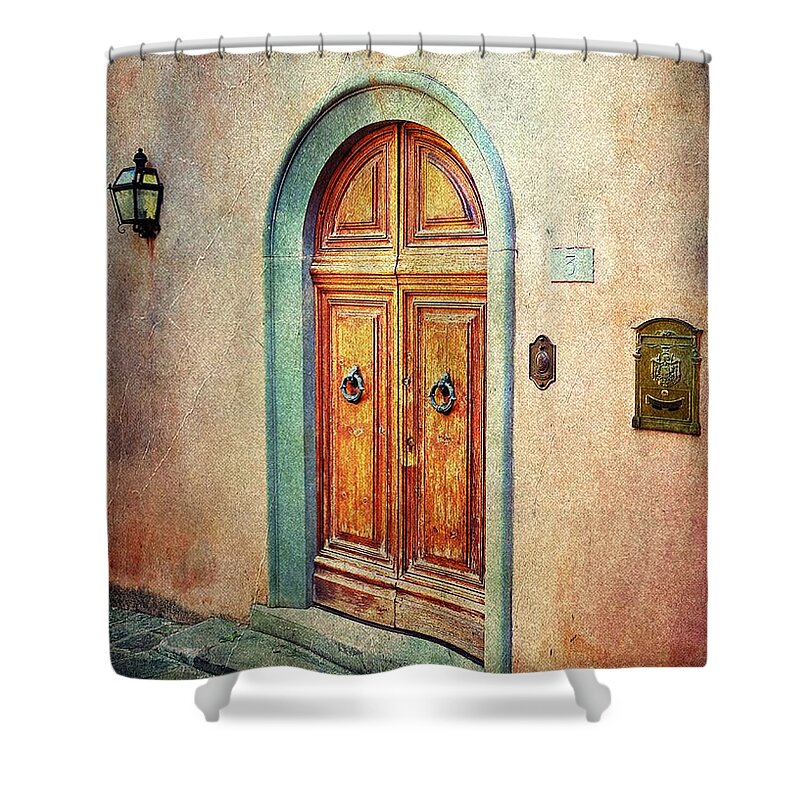 Doors Shower Curtain featuring the photograph Door 3 - The Magic of Wood by Ramona Matei