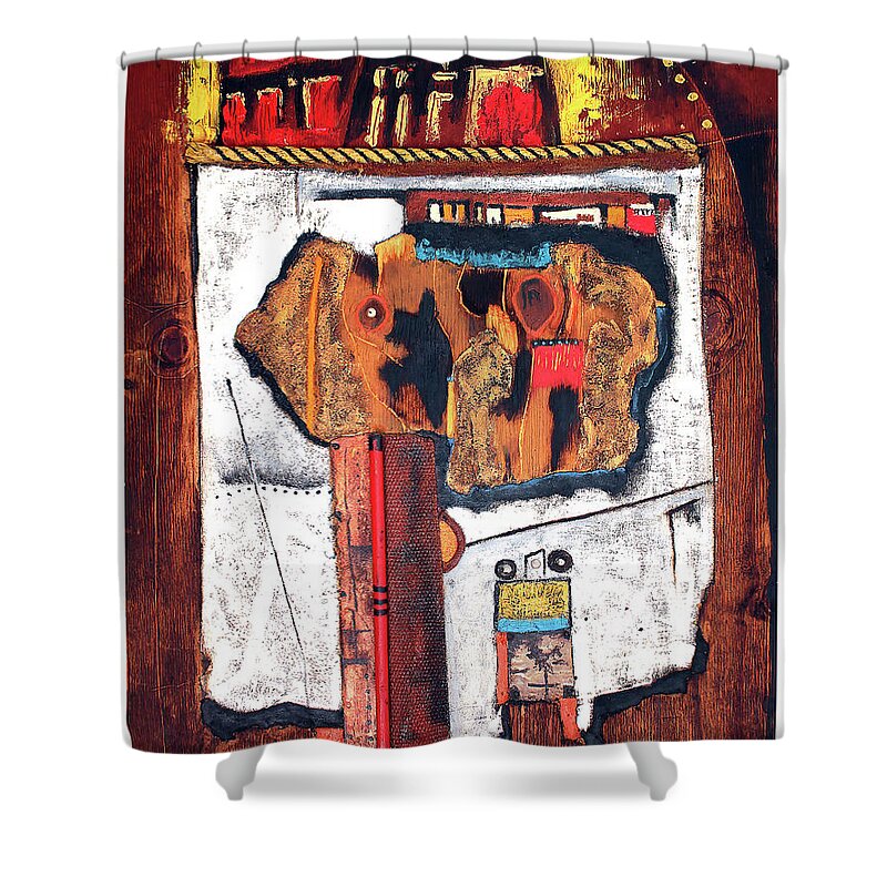 African Art Shower Curtain featuring the painting Door To The Other Side by Michael Nene
