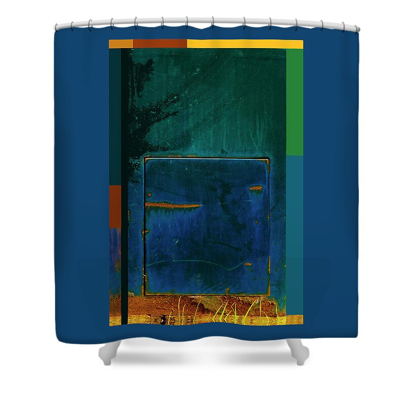 Abstract Shower Curtain featuring the digital art Door with No Handle by Lynn Hansen