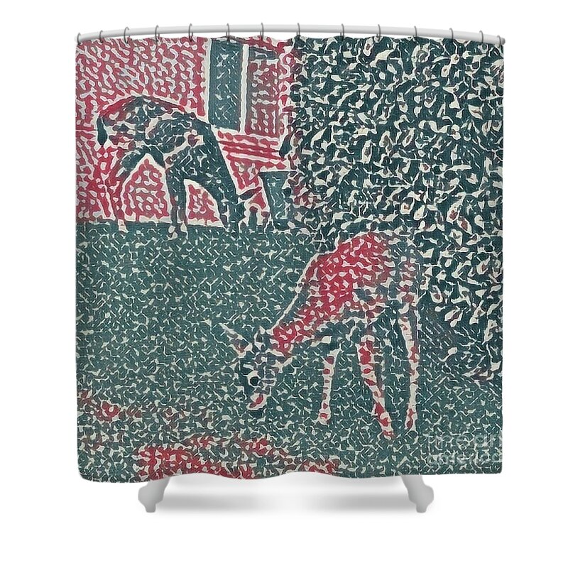 Dots Shower Curtain featuring the photograph Dotty Deer by Kimberly Furey