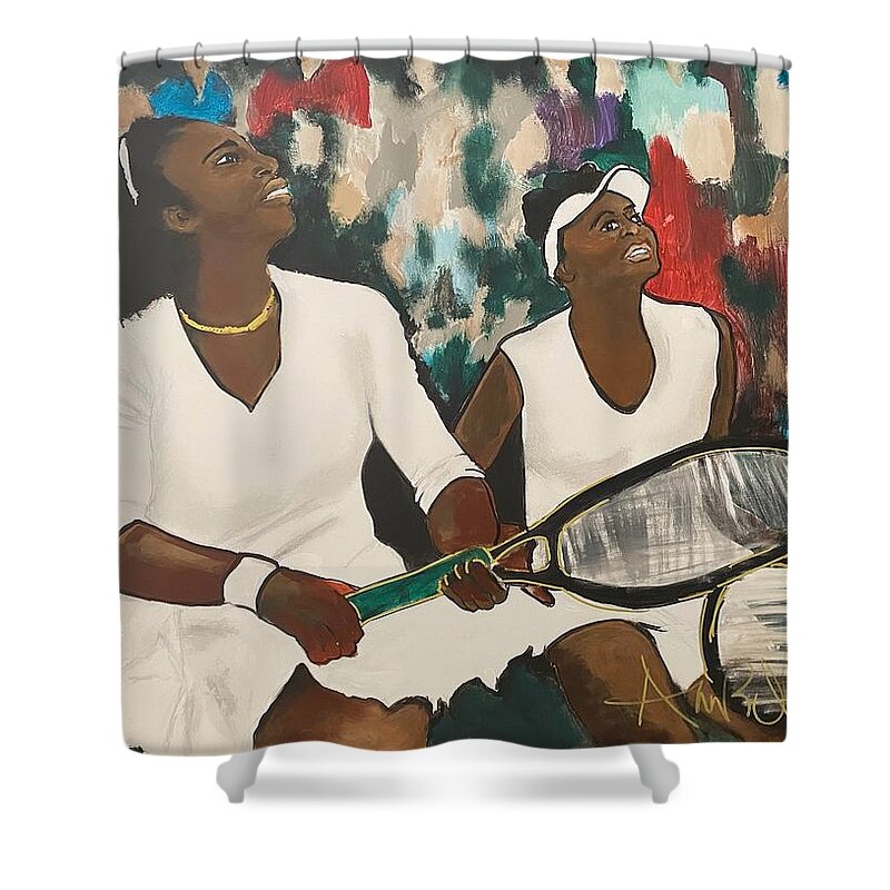  Shower Curtain featuring the painting Double Fault by Angie ONeal