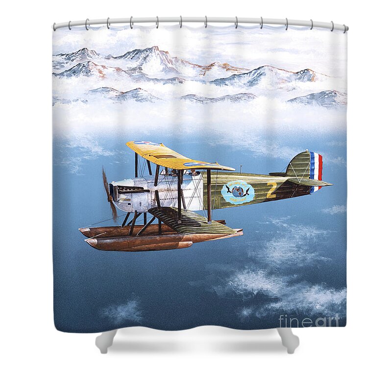 Aviation Shower Curtain featuring the painting Douglas World Cruiser by Steve Ferguson