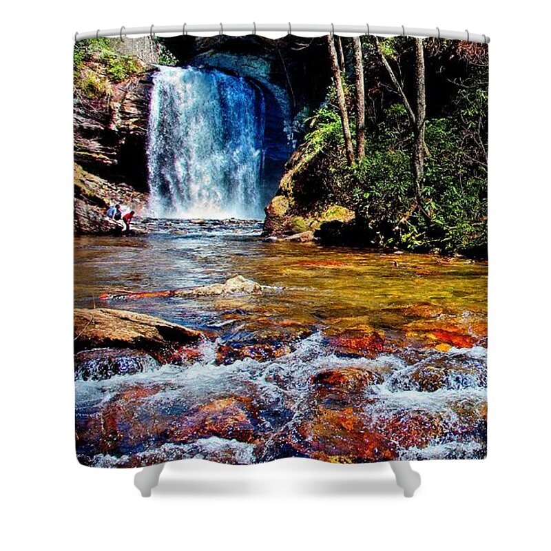 Waterfall Shower Curtain featuring the photograph Down By the River by Allen Nice-Webb