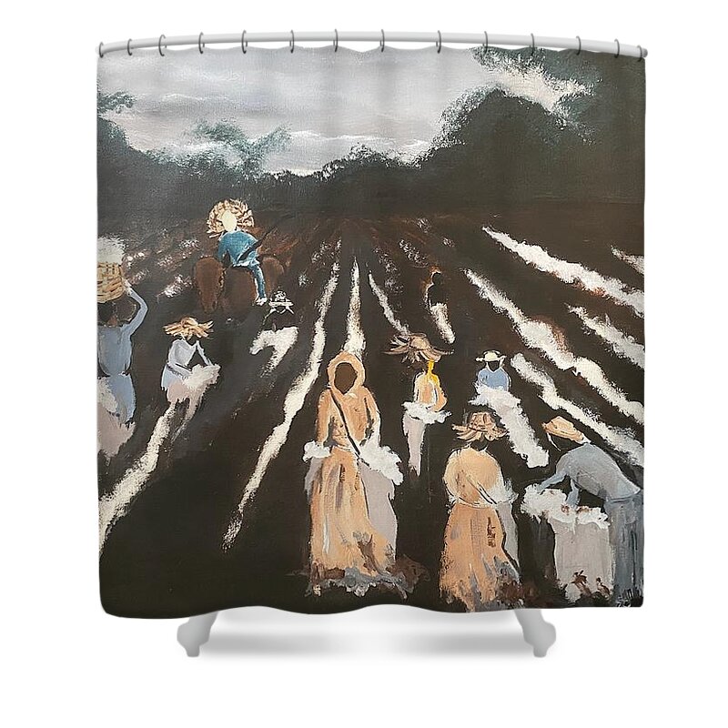  Shower Curtain featuring the painting 400 Years by Angie ONeal