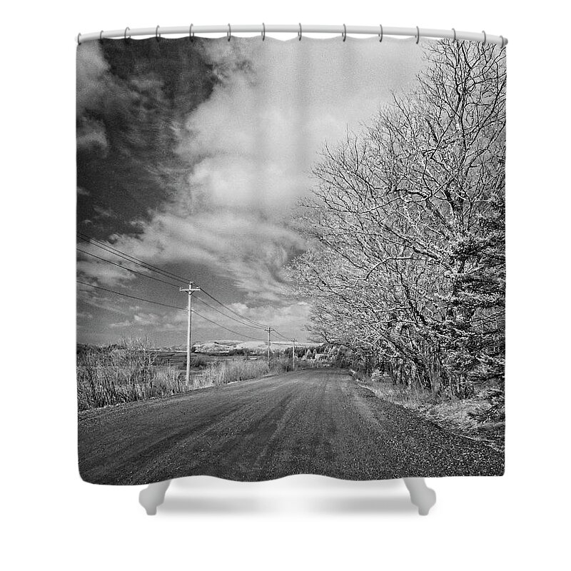 Infrared Shower Curtain featuring the photograph Down the Road by Alan Norsworthy