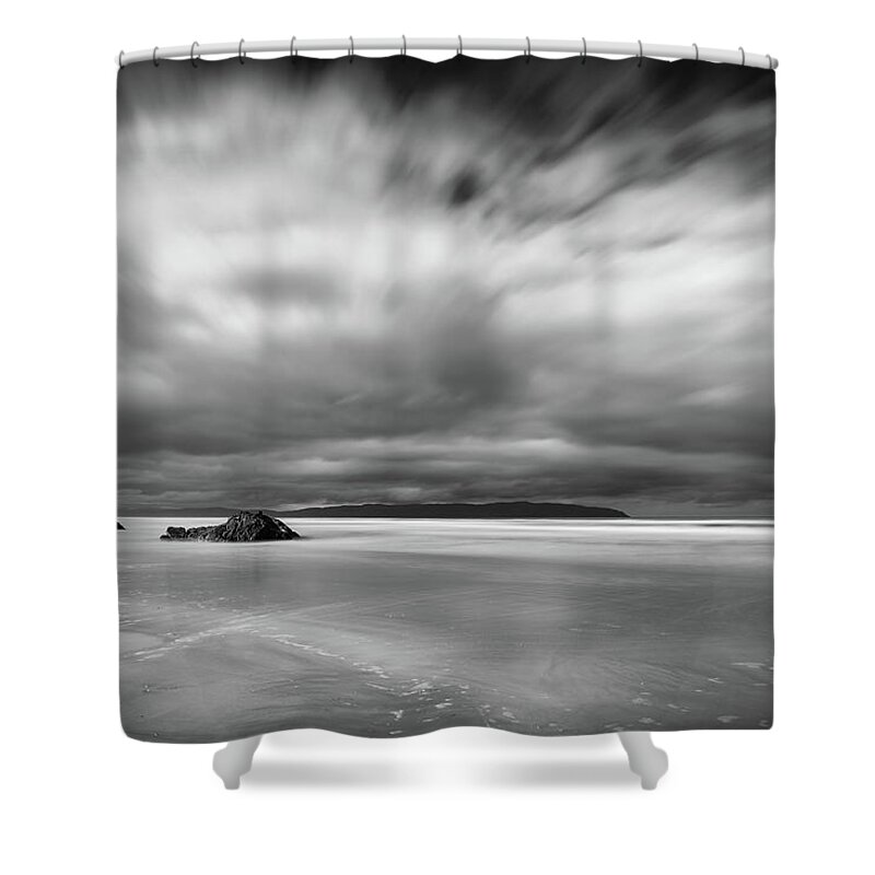 Atlantic Shower Curtain featuring the photograph Downhill Beach by Nigel R Bell