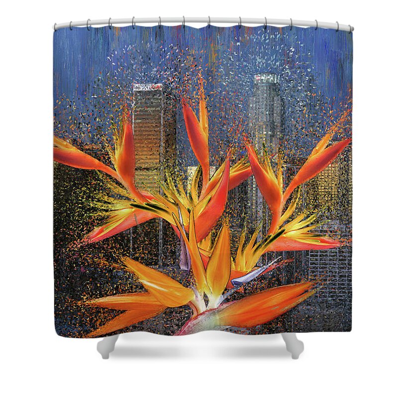 Los Angeles Shower Curtain featuring the digital art Downtown Los Angeles by Alex Mir