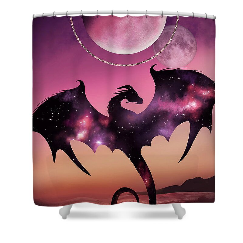 Dragon Shower Curtain featuring the digital art Dragon Rising by Rachel Emmett