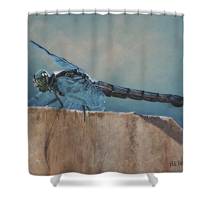 Dragonfly Shower Curtain featuring the painting Dragonfly by Heather E Harman
