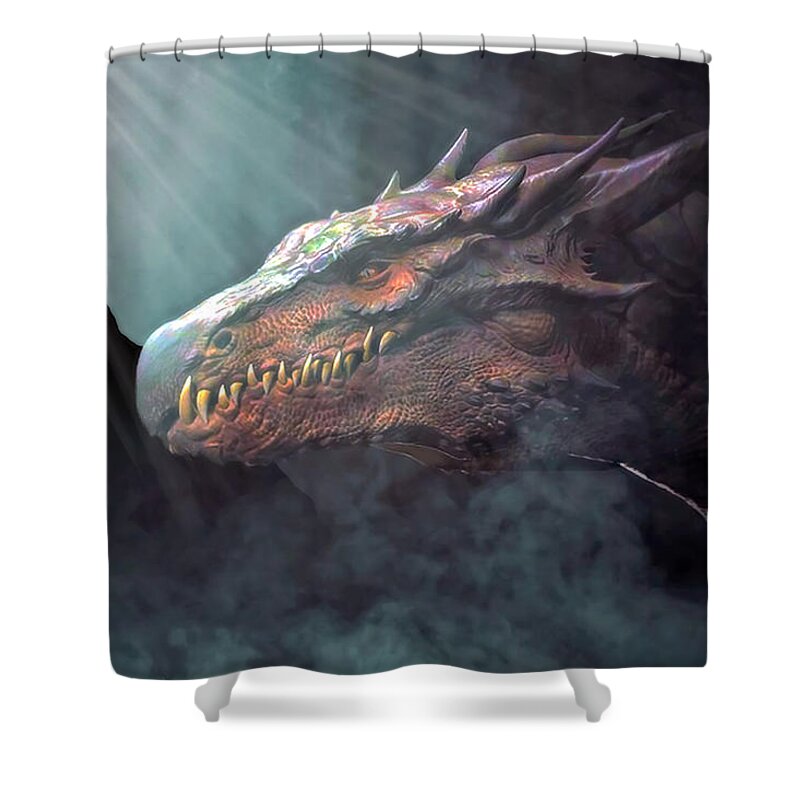 2d Shower Curtain featuring the digital art Dragon's Lair by Brian Wallace