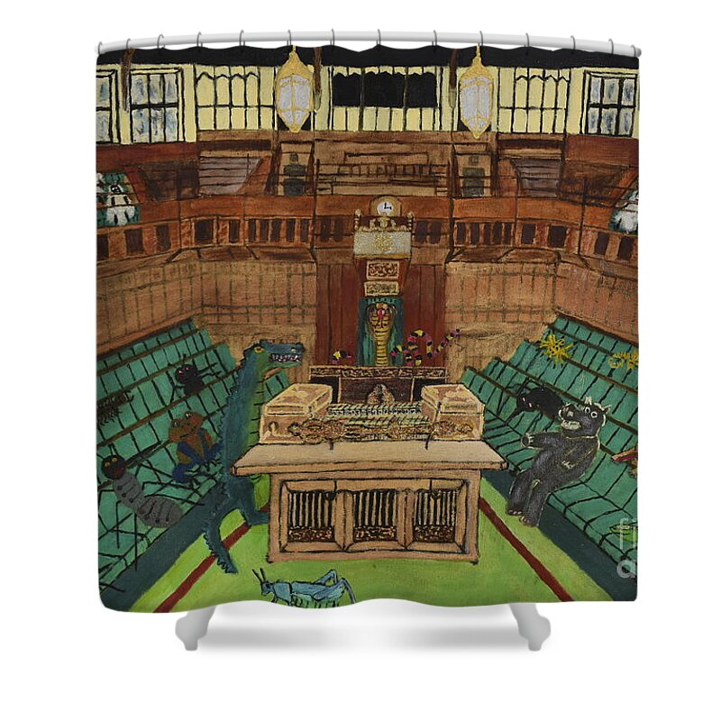 Parliament Shower Curtain featuring the painting Drain the Swamp by David Westwood