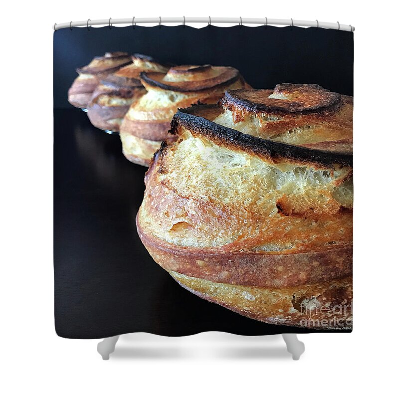 Bread Shower Curtain featuring the photograph Dramatic Spiral Sourdough Quartet 8 by Amy E Fraser