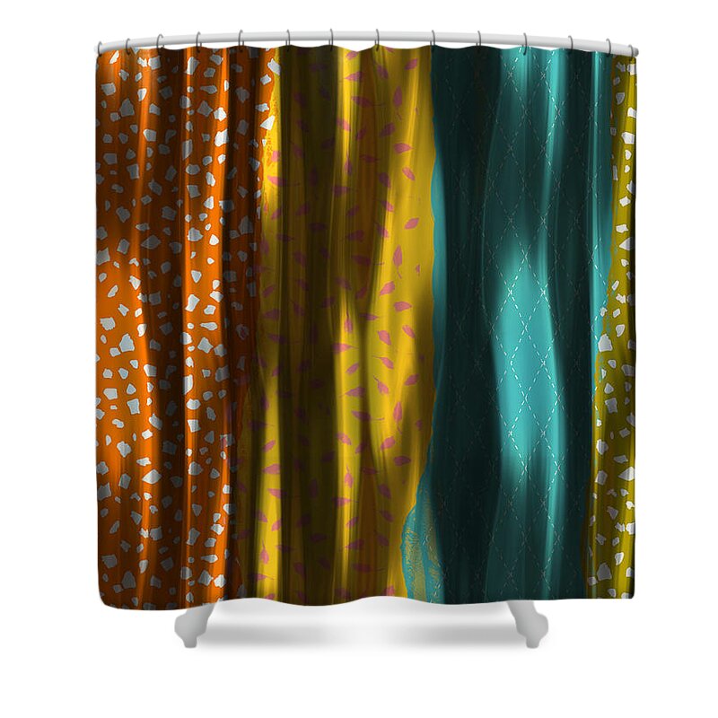 Contemporary Shower Curtain featuring the digital art Draped Patterns by Bonnie Bruno