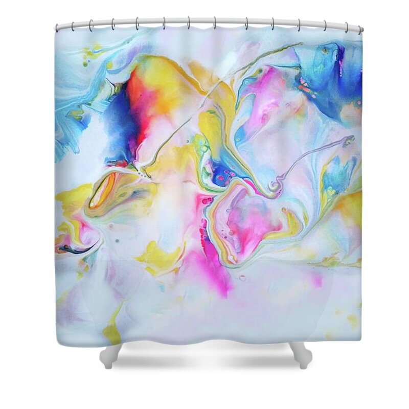 Abstract Colorful Acrylic Shower Curtain featuring the painting Dream 1 by Deborah Erlandson
