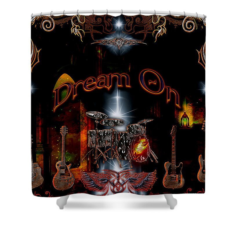 Aerosmith Shower Curtain featuring the digital art Dream On by Michael Damiani