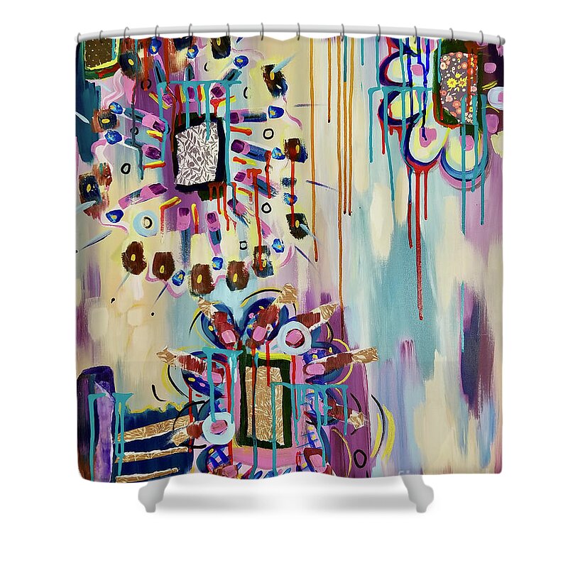 Doodles Shower Curtain featuring the mixed media Dream State by Catherine Gruetzke-Blais