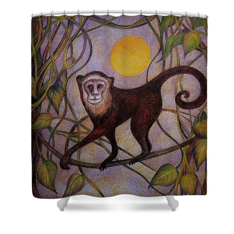 Travel Shower Curtain featuring the drawing Dreaming Costa Rica. Evening by Anna Duyunova