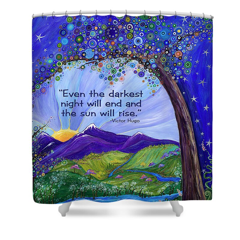 Dreaming Tree Shower Curtain featuring the painting Dreaming Tree with Quote #2 by Tanielle Childers