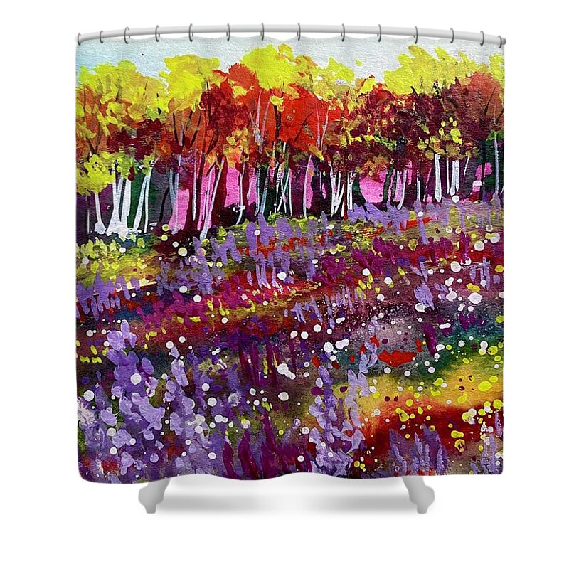 Escape To A World Of Dreams Shower Curtain featuring the painting Dreamscape 3 by Kellie Chasse