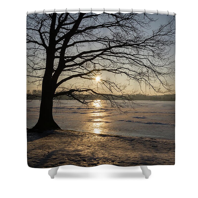 Dreamy Shower Curtain featuring the photograph Winter sunset at Moritzburg Castle 1 by Adriana Mueller