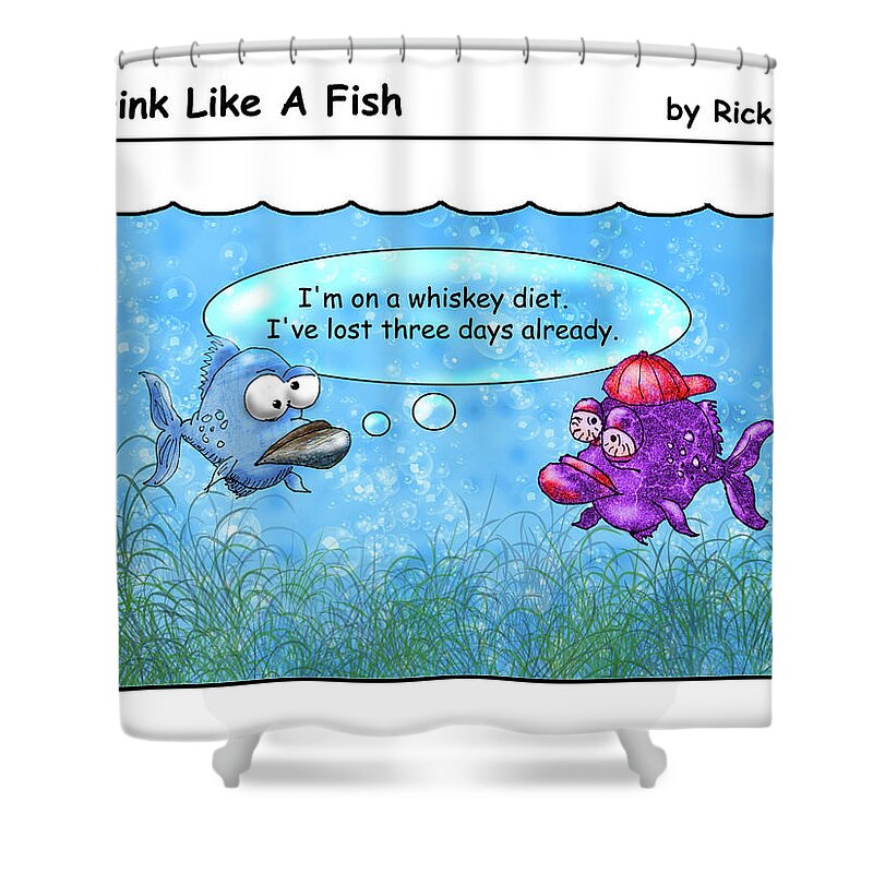 Alcoholism Shower Curtain featuring the digital art Drink Like A Fish 1 by Rick Mosher