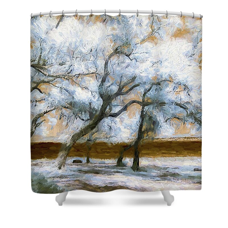 North Carolina Shower Curtain featuring the painting Drinking from the River ap by Dan Carmichael