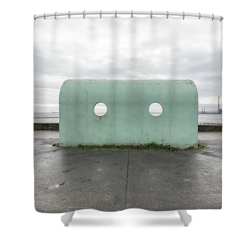 New Topographics Shower Curtain featuring the photograph Dublin Bay Shelter by Stuart Allen