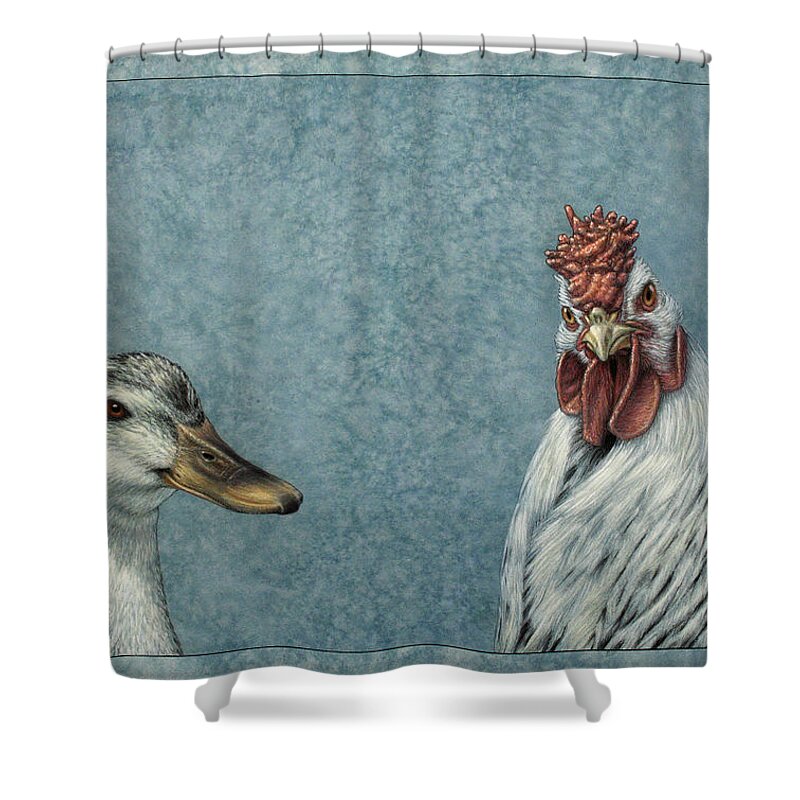 Duck Shower Curtain featuring the painting Duck Chicken by James W Johnson