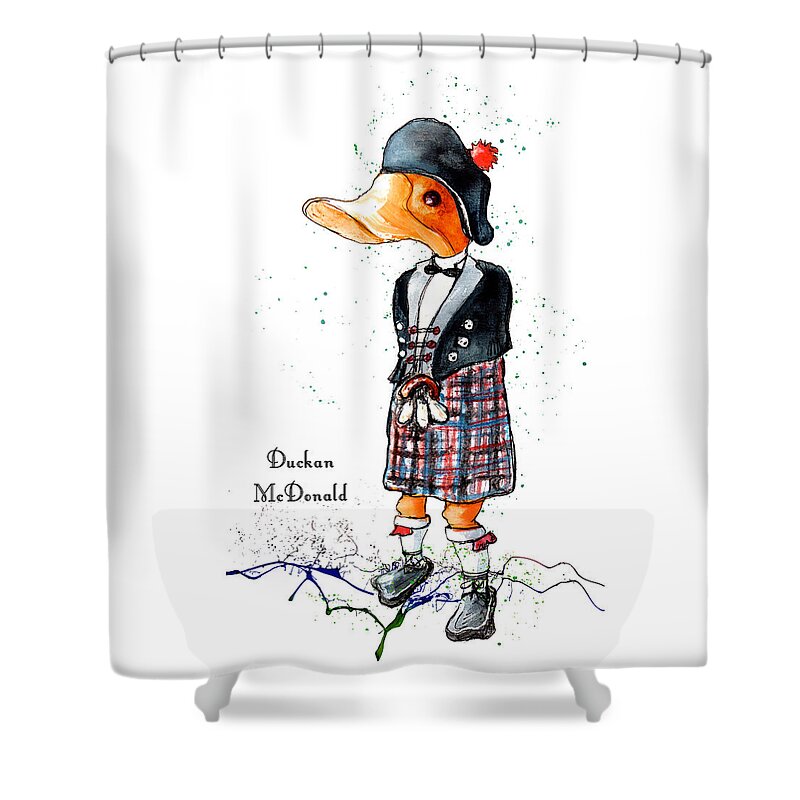 Duck Shower Curtain featuring the painting Duckan McDonald by Miki De Goodaboom
